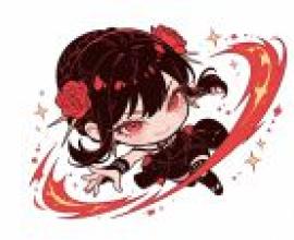 chibi，Anime drawing with red hair and rose crown.