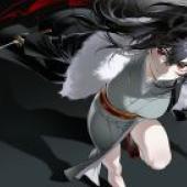 Lonely Warrior，Anime girl wearing white kimono.