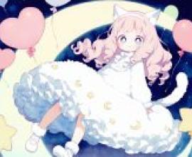 fancy girlA cat in pajamas is sitting on the moon.