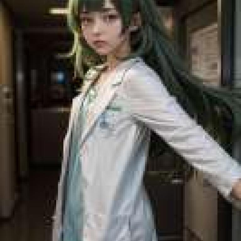 未來道具實驗室 Steins Gate 角色倉庫 比屋城真帆，一個穿著實驗服站在邊緣的女孩。