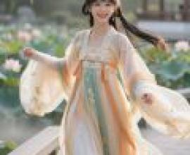 夢中的古代美人，身穿長裙、頭戴花冠的少女。