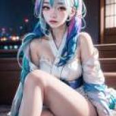 Radiant Hair，Anime girl wearing a kimono.