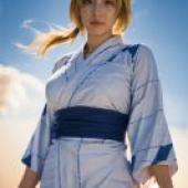 鳴人、綱手、海邊的藍裙女孩。