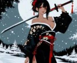 girls，Anime girl with sword and bow.