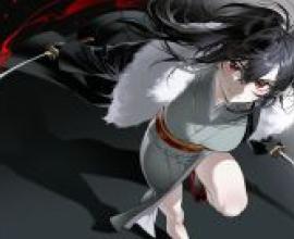 Lonely Warrior，Anime girl wearing white kimono.