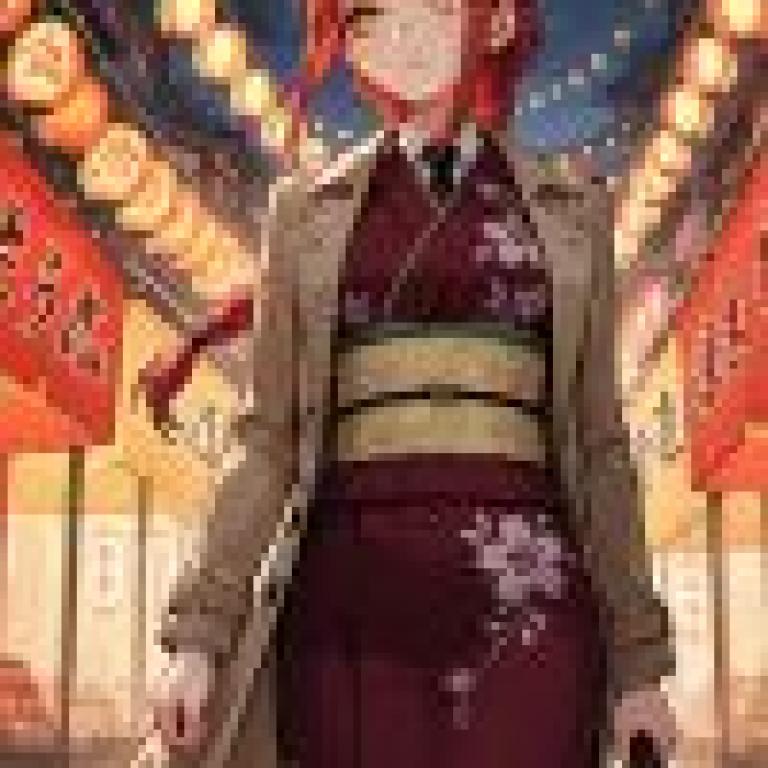 anime girls，Anime girl with long red hair.