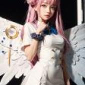 Mobile wallpaper， Misono Mika Blue Archive， realistic， fantasy wing shadow