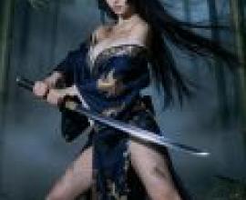 古代日本女刺客，一位手持利劍的少女。