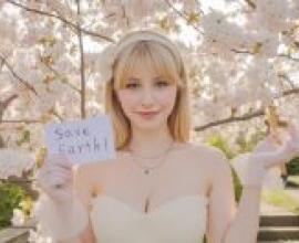 save earth，A girl is holding a sign that says Save Earth.