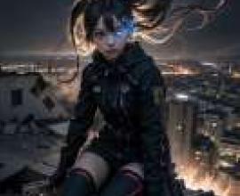 黑岩射手，身穿黑衣、手持槍枝站在樓頂邊緣的女孩。