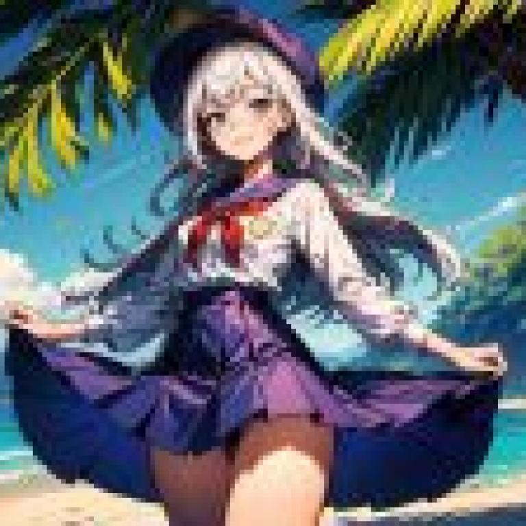 Computer wallpaper， Japanese kimono beauties on Nanyang Beach， animation， magic campus beauty