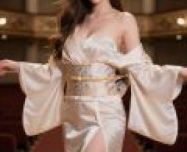 My imagined trip to Japan，A lady wearing a white dress.