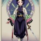 Butterfly Shinobu，Purple girl with black and pink clothing.