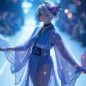 Technology kimono，A blue dress with white stars.