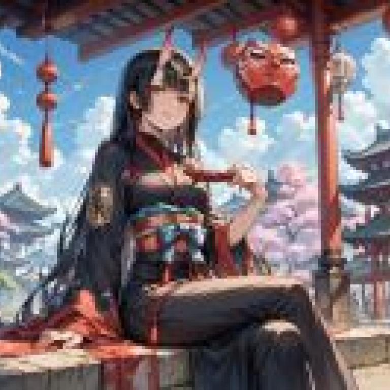 忍者女孩，身穿黑色衣服、穿著紅色斗篷和腰帶的動漫人物。