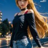 Mobile wallpaper， Seika Ijichi， Realistic， The cover of Tonight City magazine features a girl with long blond hair wearing a black shirt and jeans.