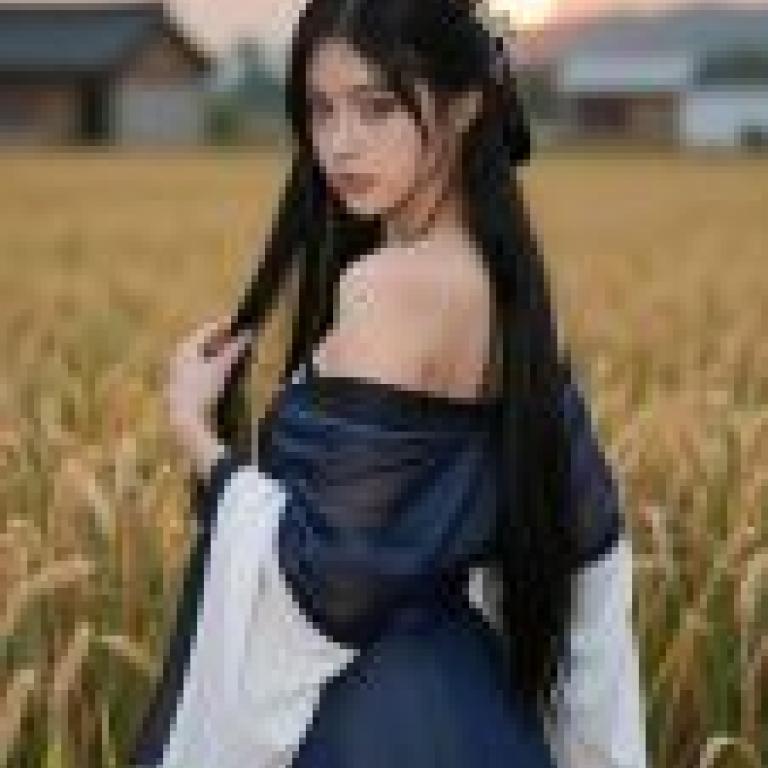 村長的女兒，身穿藍色洋裝的年輕女子。