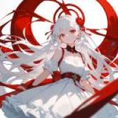 Bloody Ribbon，A girl wearing a white dress and holding a ribbon.