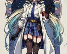 Ahri League of Legends，Anime woman with blonde hair and blue dress.