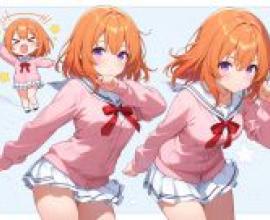 Hoto kokoa IS THE ORDER A RABBIT NAI，Anime character showing two girls with red hair and pink sweaters.
