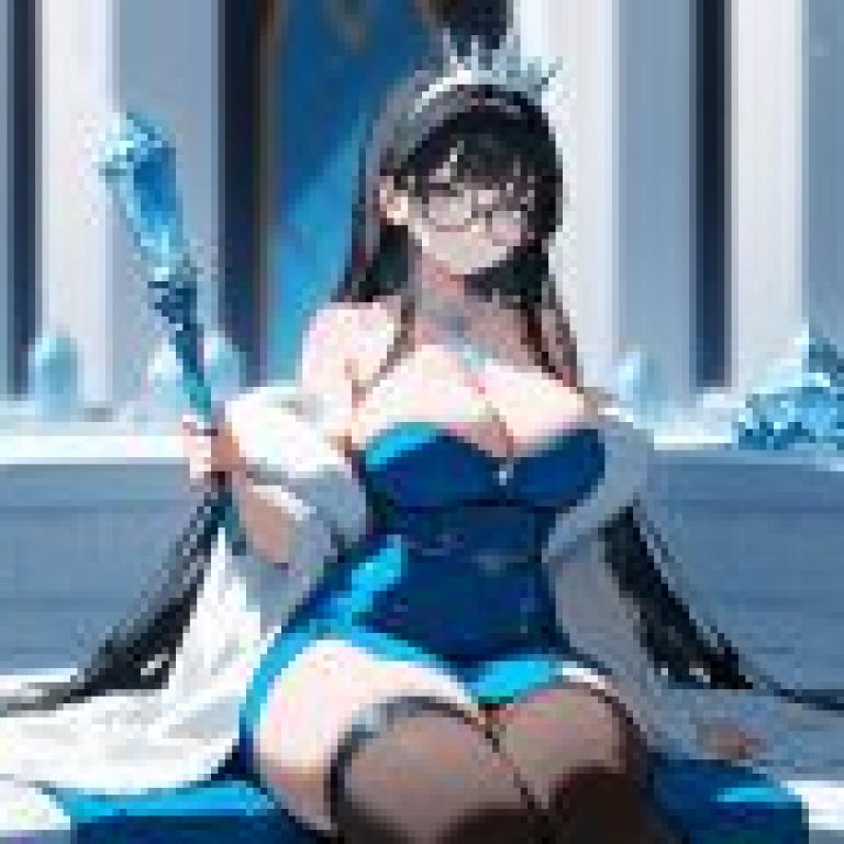 The Ice Queen，戴著皇冠的藍衣女孩。