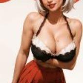 Mobile phone wallpaper， devil seduces white-haired girl， anime， poster girl under devils temptation