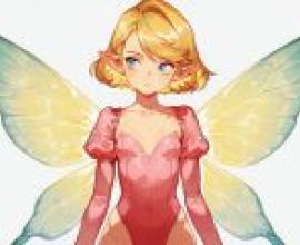 fairy girl，A woman with wings standing in front of a white background.