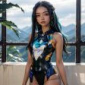 Computer wallpaper， pokemon nessa Lulina Pokémon， real person， cyber future Asian style