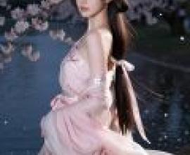 命中註定的緣分，一個穿著粉紅色洋裝、披散頭髮的女孩。