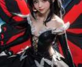 黑雪姬 Accel World 加速世界，身穿黑色洋裝、長著紅色蝴蝶翅膀的少女。
