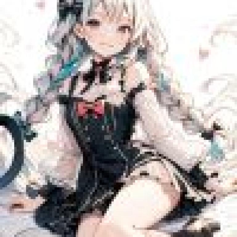 girls，Anime cat with bow and ribbon.
