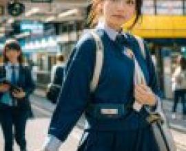 Tokyo Girl，A girl wearing blue dress.