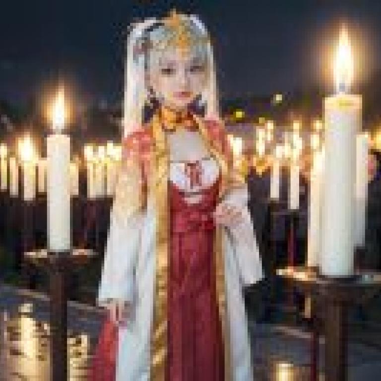 Tomotake Yoshino Senren BankaGirl，頭後有蠟燭。