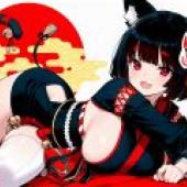 yamashiro azur lane，Cat on a red blanket.