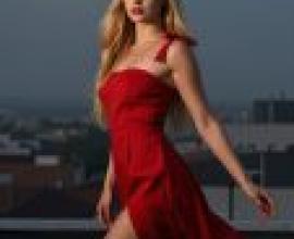 Beauty，A girl in a red dress.