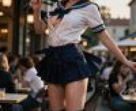 女孩們，一個女人在空中跳躍。