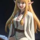 Serie，Frieren，穿著精靈服裝的金髮女孩。