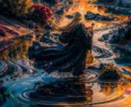 Mobile phone wallpaper woman by the lake realistic magical girl in flowing robe on the water