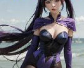 Mona Megistus Genshin Impact，一位動漫女孩為 Mascaeos Ealnc 雜誌擺姿勢。