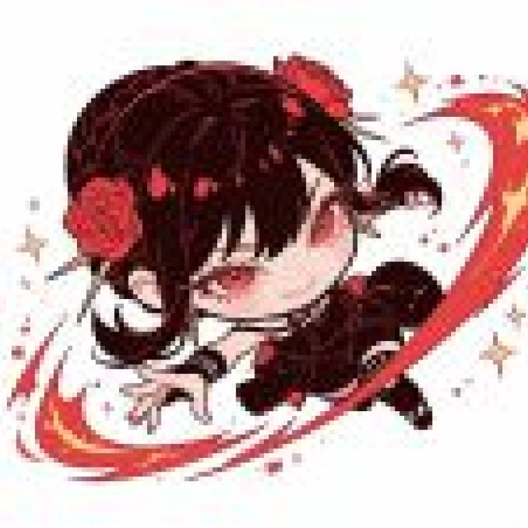 chibi，Anime drawing with red hair and rose crown.