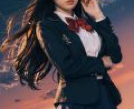 Katsura Kotonoha School Days，A girl in a school uniform looks into the distance.