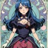 THE iDOL MSTER，Anime girl in blue dress and pink shorts.