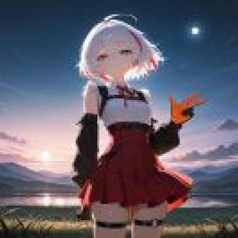 Princess White Star Nelido，A girl in a red dress stands by the lake.