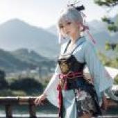 Computer wallpaper， Kamisato Ayaka， Kamisato Ayaka， Genshin， Genshin， live-action version， Kimono Samurai COSPLAY gorgeous