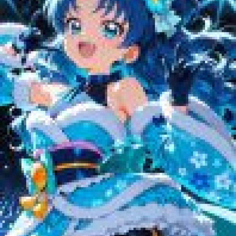 dynamic，Anime drawing of blue hair with flowers.