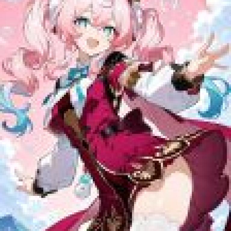 vitality，Pink haired woman with blue bow.