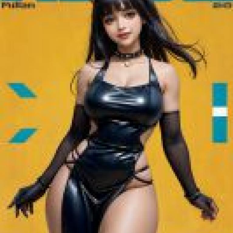 Anput Egyptian mythology goddess，The girl is wearing a black leather outfit.
