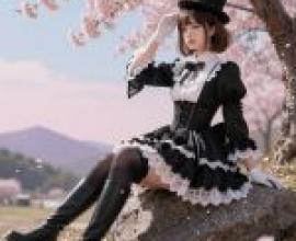 特別服裝 Zinnia，一位戴著黑色高頂禮帽的年輕女士