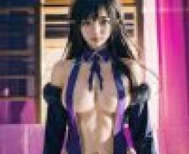 Isekai One Turn Kill Nee san，A pretty model in purple and black poses for KILLMASSIA magazine.
