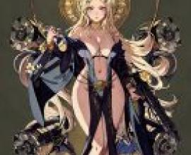 Flower of Justice，Mafdet Destiny Child，一名金髮女子手持槍支，頭頂上方有一圈光環。